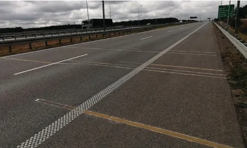 At a High-Speed Weigh-in-Motion (HS-WIM) site in Poland, strip sensors are deployed to facilitate free-flow vehicle weighing for all traffic, including vehicles traveling on the highway shoulder.
