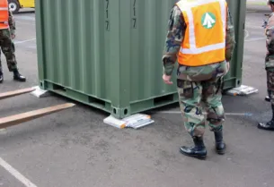 Utilizing portable PT300™ Wheel Load Scales in each corner of a container is an economical way to verify fully loaded containers. (SOLAS Method 1)