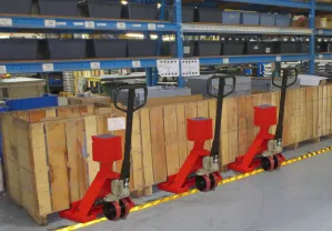 With load cells integrated into the forks, the PW800™ Pallet Truck Scale is a convenient option for weighing the individual packages being loaded into a container. (SOLAS Method 2)